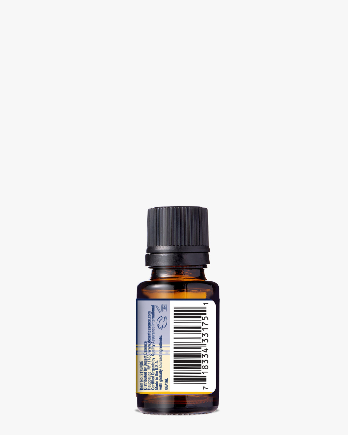 Dream Weaver Organic Essential Oil in amber glass bottle with black screw cap, featuring product label and barcode. Small 15ml bottle photographed against white background, showing organic certification details and usage instructions.
