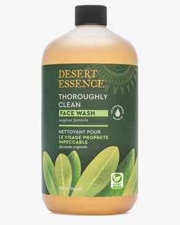 Front of Thouroughly Clean Face Wash Refill bottle by Desert Essence.