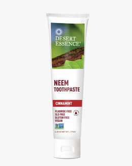 6.25 oz. tube of the Neem Toothpaste Cinnamint by Desert Essence.