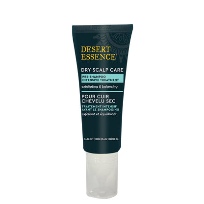 dark blue dry scalp care product pre-shampoo intensive treatment for exfoliating and balancing sitting on a white background