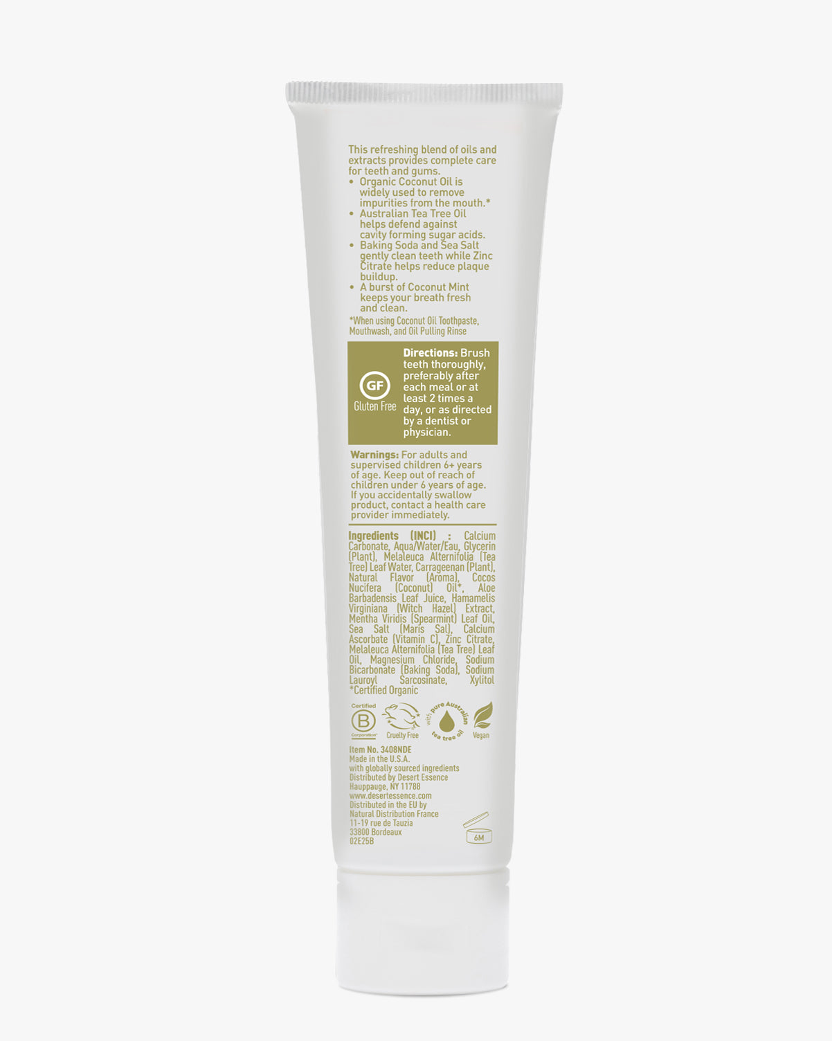 Tube of skincare product with green text on a white background