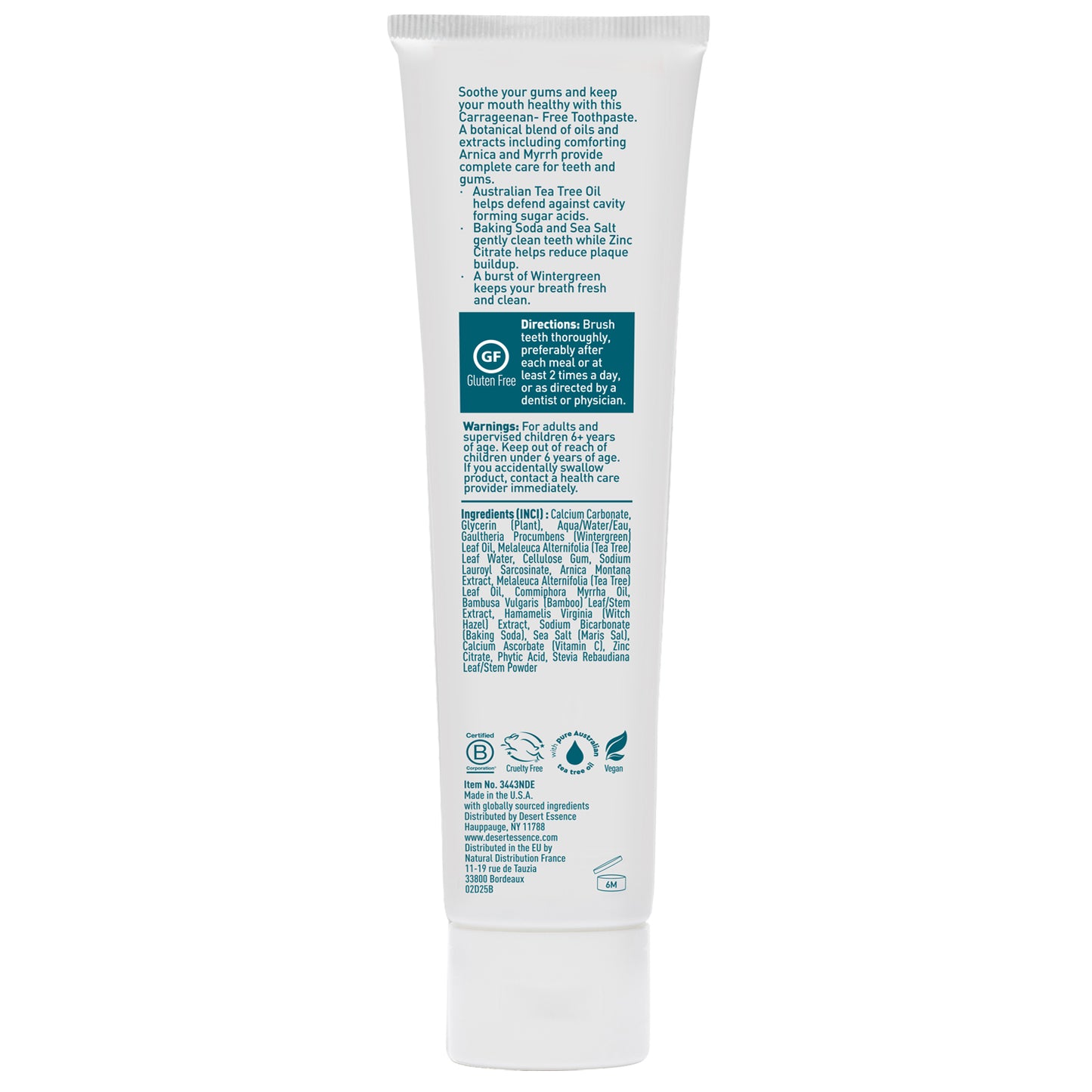 Arnica & Tea Tree Oil Carrageenan Free Toothpaste
