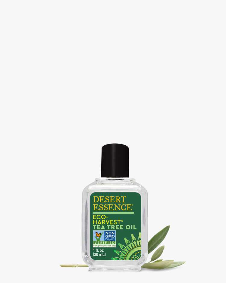 1 fl. oz. bottle of the Desert Essence Eco-Harvest Tea Tree Oil alternative.