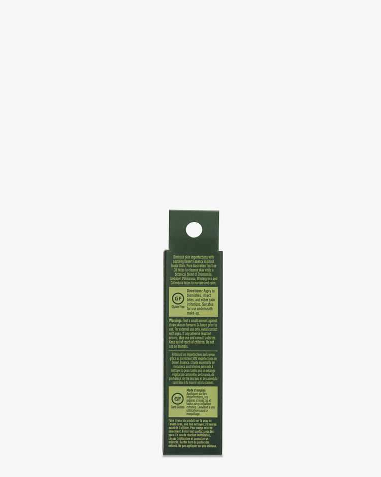 Back of Blemish Touch Stick Packaging with Directions