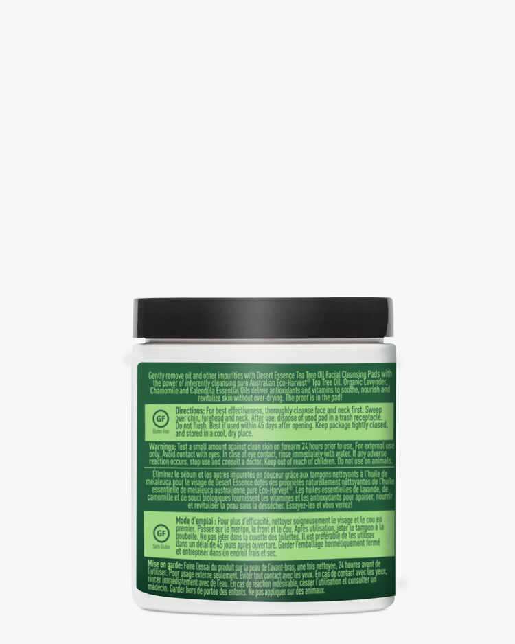 Tea Tree Oil Facial Cleansing Pads 100ct - Back Label