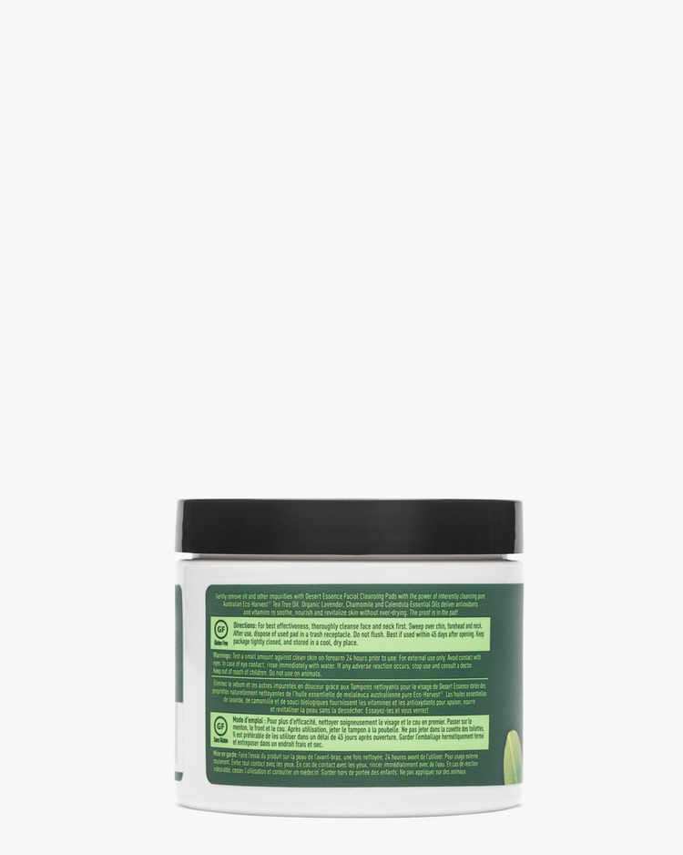 Back of Tea Tree Oil Daily Facial Cleansing Pads Label with Directions