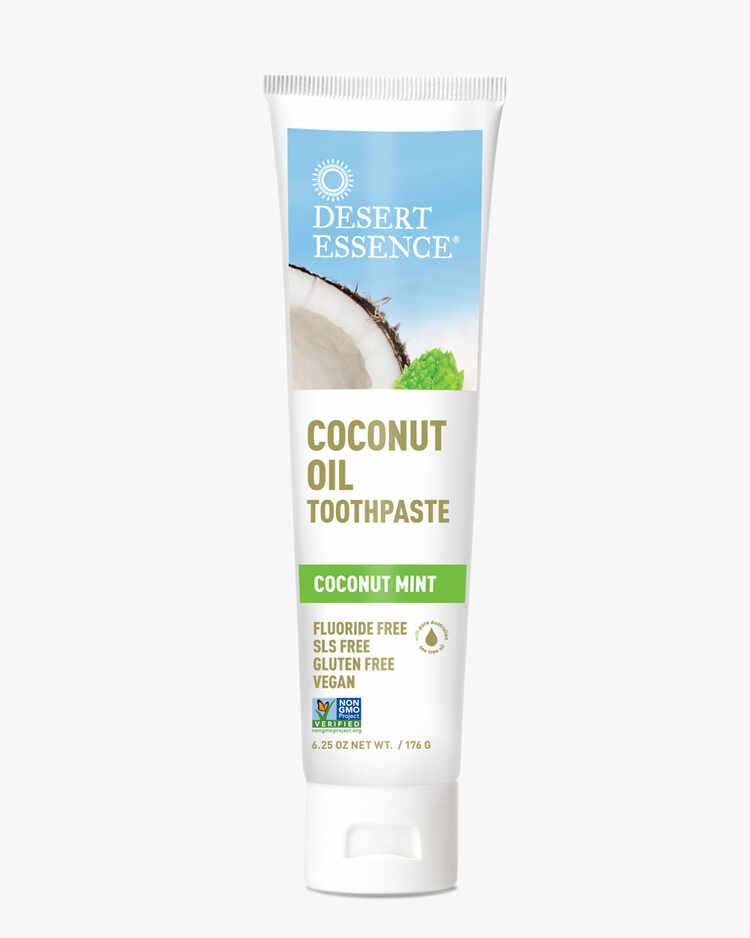 6.25 oz. tube of the Coconut Oil Toothpaste Coconut Mint by Desert Essence.