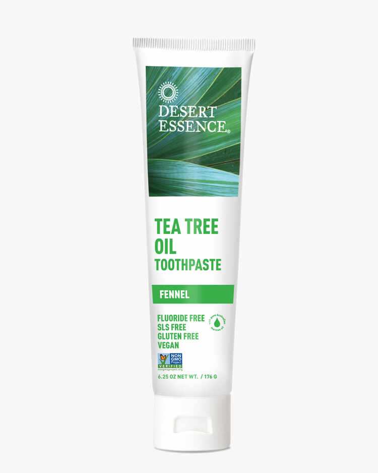 6.25 oz. tube of the Tea Tree Oil Toothpaste Fennel by Desert Essence.