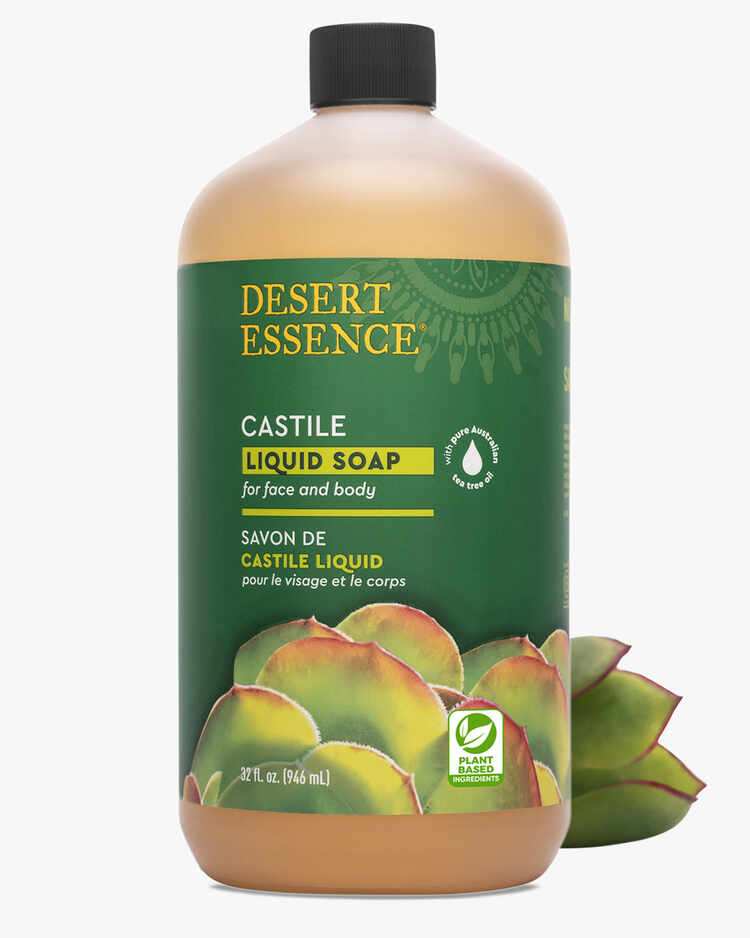 32 fl. oz. bottle of the Desert Essence Castile Soap for face and body -alternative.