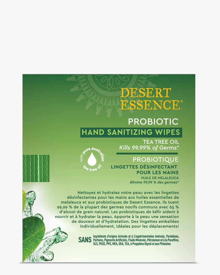 Tea Tree Oil Hand Sanitizing Wipes, 20ct Box in Spanish