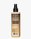 Directions and ingredient list in French of the Desert Essence Jojoba, Coconut, and Chamomile Body Oil Finishing Spray.