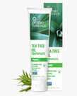 Description and ingredient list of the Tea Tree Oil Toothpaste Fennel with fennel plant and packaging by Desert Essence.